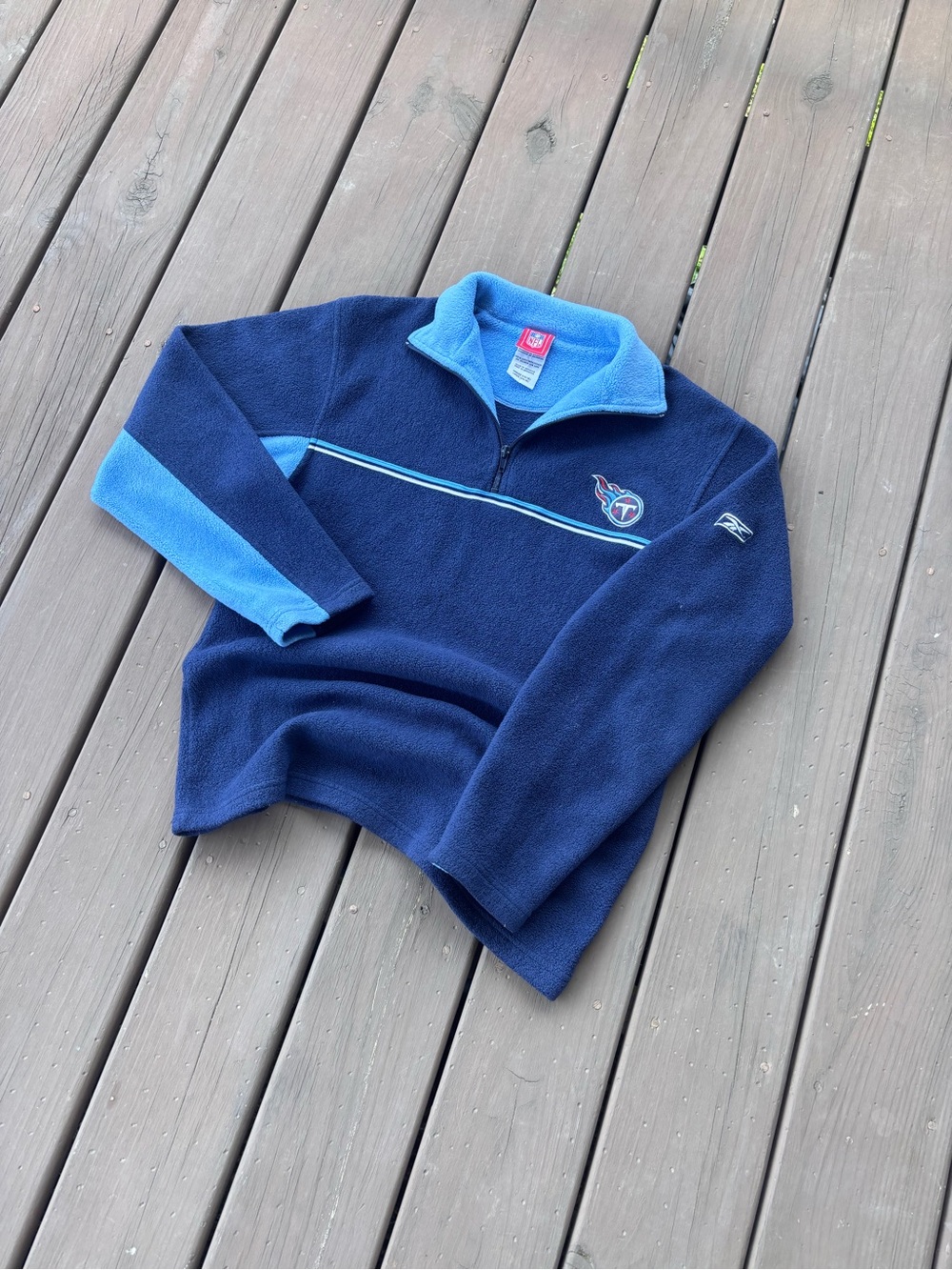 Tennessee Titans NFL Fleece Quarter Zip Navy Reebok Youth L Fits Small